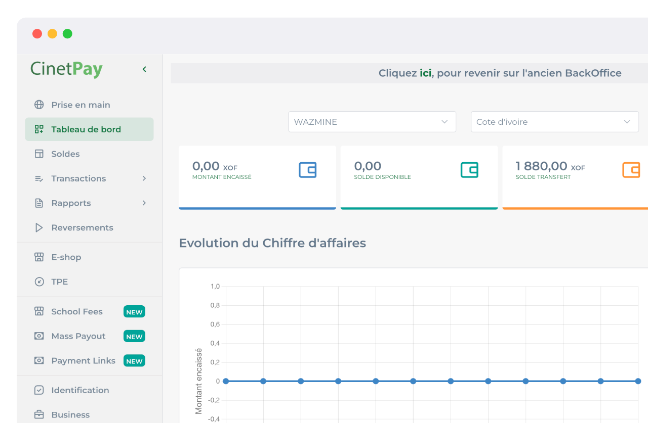 Dashboard CinetPay